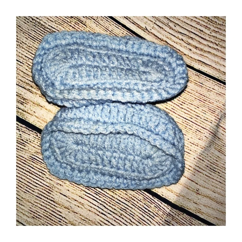 Homemade Infant Booties Size 6-12 M Light Blue